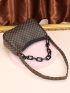 Geometric Pattern Chain Decor  Baguette Bag