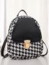 Houndstooth Push Lock Backpack