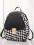 Houndstooth Push Lock Backpack