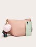 Minimalist Pom Pom Decor Crossbody Bag