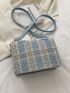 Mini Tweed Plaid Buckle Decor Crossbody Bag