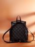 Mini Minimalist Quilted Drawstring Design Flap Backpack