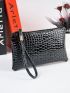 Minimalist Croc Embossed Clutch Bag