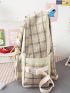 5pcs Cartoon Decor Plaid Pattern Backpack Set