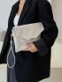 Crocodile Embossed Flap Clutch Bag