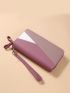 Litchi Embossed Colorblock Long Wallet