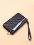 Quilted Embossed Zip Long Wallet