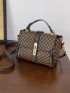 Mini Graphic Print Metal Lock Satchel Bag