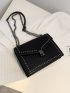 Studded Decor Flap Chain Shoulder Bag