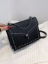 Studded Decor Flap Chain Shoulder Bag
