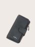 Letter Graphic Snap Button Long Wallet