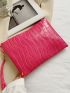 Allover Croc Embossed Clutch Bag