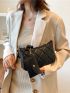 Minimalist Quilted Square Bag With Small Wallet