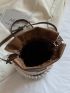 Mini Croc Embossed Faux Pearl Decor Bucket Bag