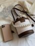 Mini Croc Embossed Faux Pearl Decor Bucket Bag