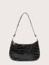 Croc Embossed Baguette Bag