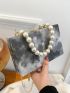 Mini Faux Pearl Decor Marble Pattern Box Bag