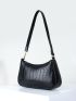 Croc Embossed Baguette Bag With Purse