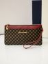 Metallic Letter Decor Clutch Bag