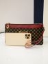 Metallic Letter Decor Clutch Bag