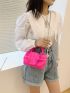 Mini Solid Braided Design Chain Ruched Bag