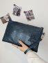 Croc Embossed Square Bag With Wristlet