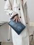 Croc Embossed Square Bag With Wristlet