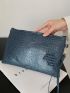 Croc Embossed Square Bag With Wristlet