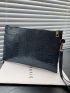 Croc Embossed Square Bag With Wristlet