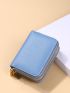 Litchi Embossed Zipper Around Card Holder