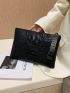 Croc Embossed Studded Decor Clutch Bag