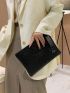 Croc Embossed Studded Decor Clutch Bag