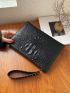 Croc Embossed Studded Decor Clutch Bag