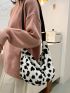 Fuzzy Cow Print Square Bag