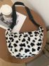 Fuzzy Cow Print Square Bag