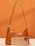 Minimalist Croc Embossed Baguette Bag