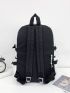 Two Tone Buckle Decor Functional Backpack