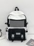 Two Tone Buckle Decor Functional Backpack