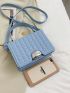Mini Textured Metallic Decor Satchel Bag