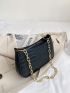 Mini Crocodile Embossed Chain Baguette Bag