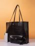 Croc Embossed Shoulder Tote Bag With Clutch Bag