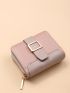 Buckle Decor Zip Small Wallet