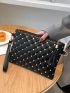 Studded Decor Quilted Clutch Bag