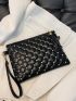 Studded Decor Quilted Clutch Bag
