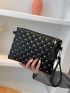 Studded Decor Quilted Clutch Bag