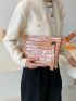 Croc Embossed Clutch Bag With Wristlet