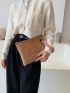 Croc Embossed Clutch Bag With Wristlet