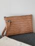 Croc Embossed Clutch Bag With Wristlet