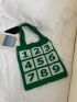 Letter Graphic Knitting Design Shopper Bag