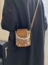 Mini Letter Graphic Faux Pearl Decor Satchel Bag